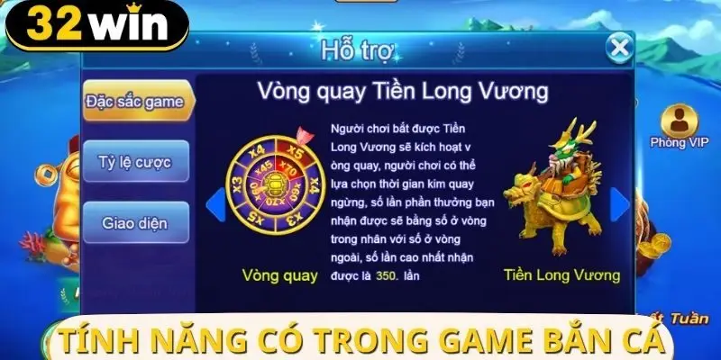 Nhiều tính năng trong game Bắn Cá Long Vương
